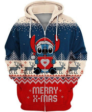 Load image into Gallery viewer, Lilo & Stitch Merry X-mas Hoodie with Zip Women