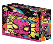 Load image into Gallery viewer, Funko Pop & Tee Marvel Spider-Man (Black Light) Box Collection (Size S)