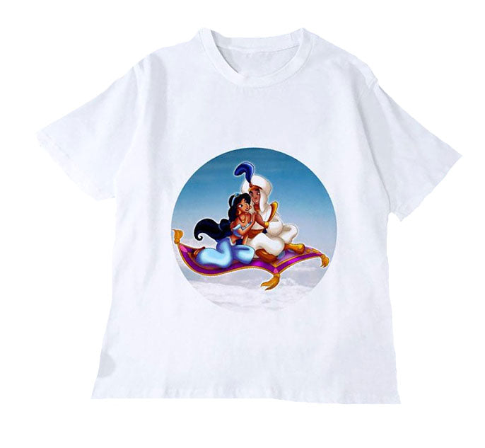 Prince Aladdin and Jasmine on the magic Carpet 2019 New summer T-Shirt Women