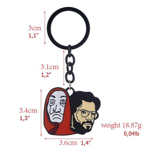 Money Heist The Professor and Dali Mask Keychain