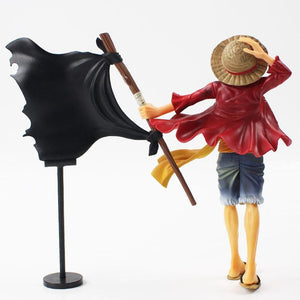 One Piece Monkey D Luffy With Pirate Flag Anime Figure Collection - Anime