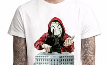 Load image into Gallery viewer, Money Heist Dali Mask Machine Gun T-Shirt Men