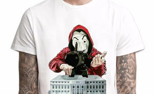 Money Heist Dali Mask Machine Gun T-Shirt Men