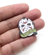 Load image into Gallery viewer, Friday the 13th Jason Mask Brooch Pins