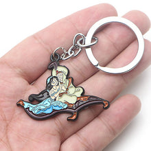 Load image into Gallery viewer, Aladdin with Jasmine on magic Carpet Keychain