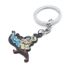 Load image into Gallery viewer, Aladdin with Jasmine on magic Carpet Keychain