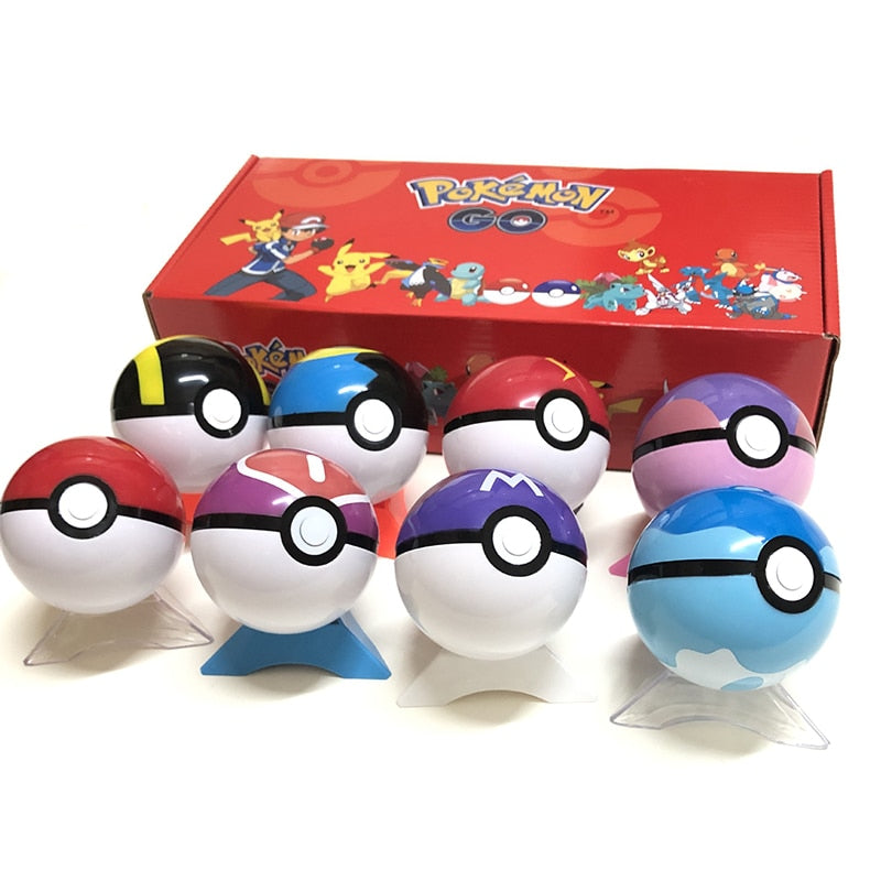 Set 8 Pokeballs Anime Figures Collection