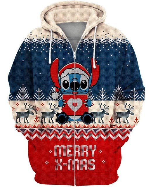 Lilo & Stitch Merry X-mas Hoodie with Zip Women