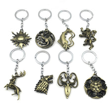 Load image into Gallery viewer, Game of Thrones Song of Ice and Fire Keychain Silver Stark