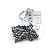 Load image into Gallery viewer, Game of Thrones Song of Ice and Fire Keychain Silver Stark