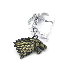 Load image into Gallery viewer, Game of Thrones Song of Ice and Fire Keychain Gold Stark