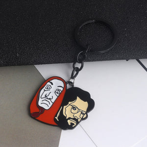 Money Heist The Professor and Dali Mask Keychain