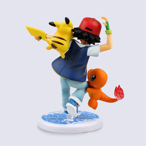 Pokemon Ash Ketchum with Pikachu and Charmander Anime Figures