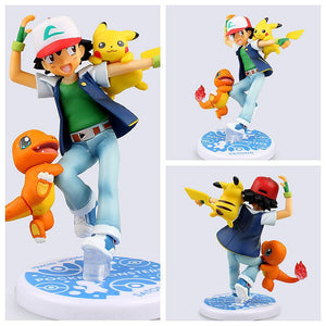 Pokemon Ash Ketchum with Pikachu and Charmander Anime Figures