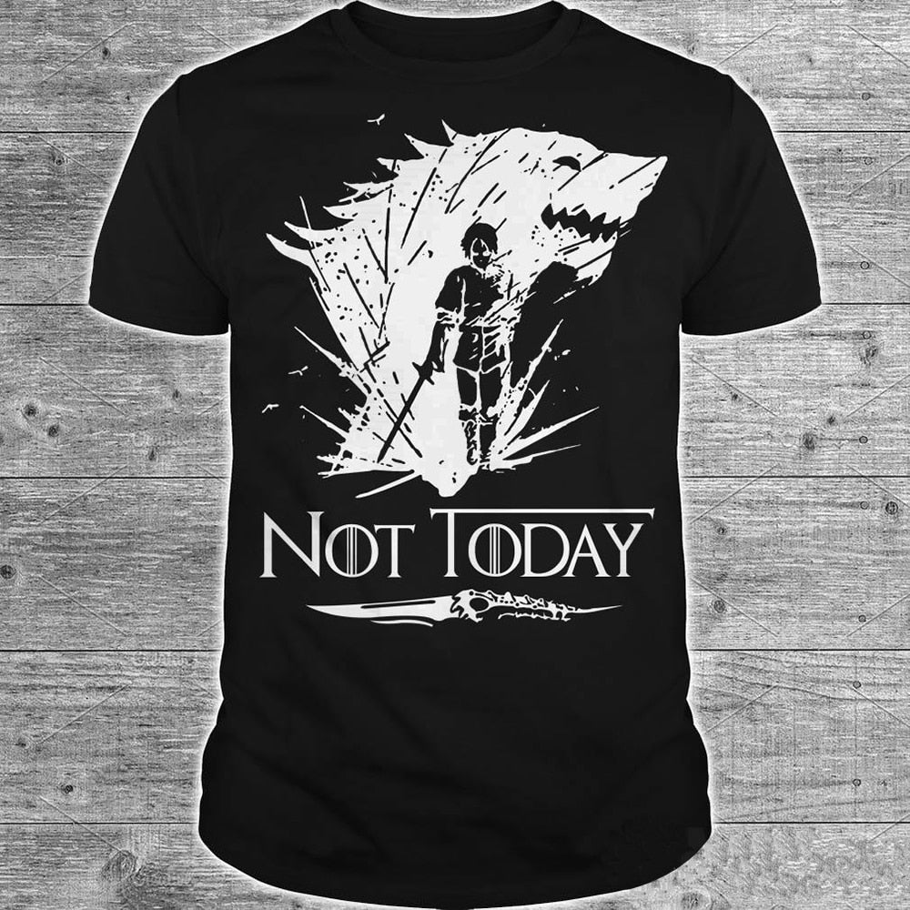 Game Of Thrones Arya Stark Not Today White Logo T-Shirt Men